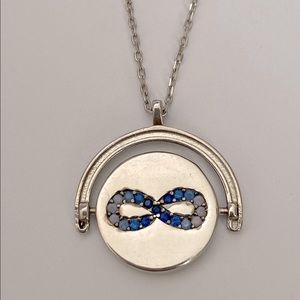 925 Silver infinity heart reversible spinning necklace cz enamel